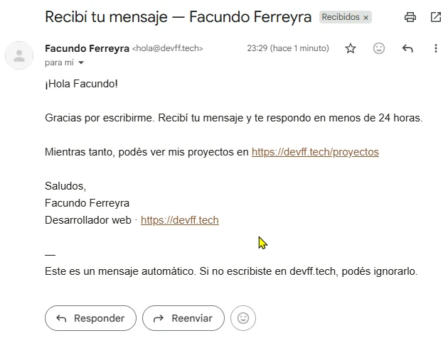 Formulario de contacto automatizado — 3